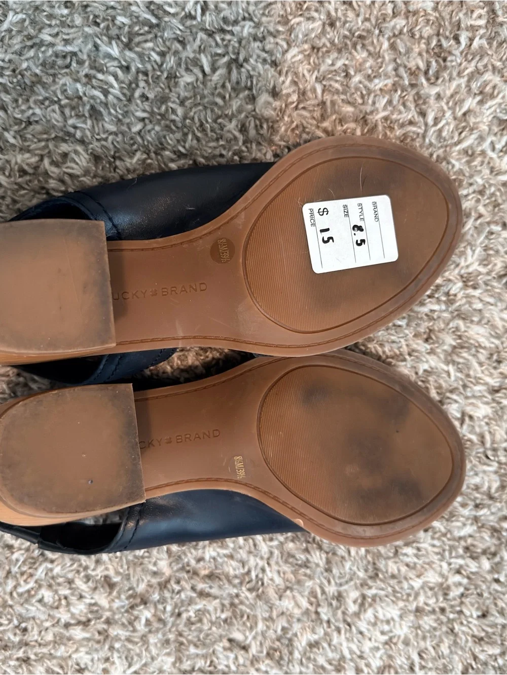 Lucky Brand Black Open-Toe Slingback Wedge Sandals